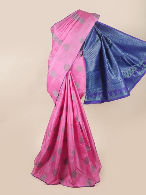 

Pothys Pink & Blue Ethnic Motifs Zari Pure Silk Saree