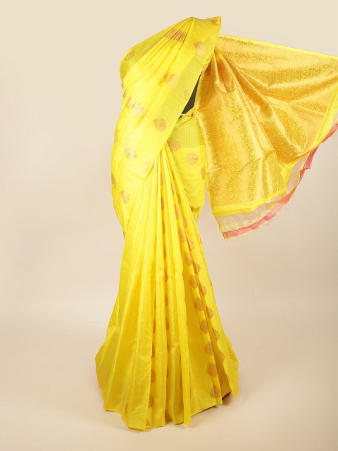 

Pothys Yellow & Gold-Coloured Ethnic Motifs Zari Pure Silk Heavy Work Saree