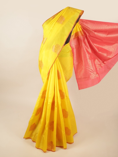 

Pothys Yellow & Pink Woven Design Zari Pure Silk Saree