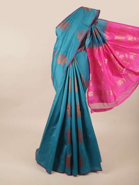 

Pothys Blue & Pink Floral Pure Silk Saree