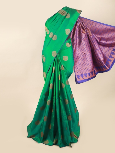 

Pothys Green & Purple Woven Design Zari Pure Silk Saree