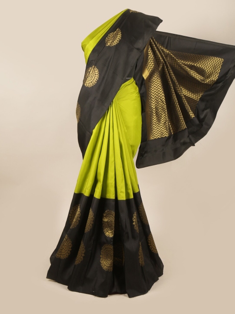 

Pothys Green & Black Ethnic Motifs Zari Pure Silk Saree