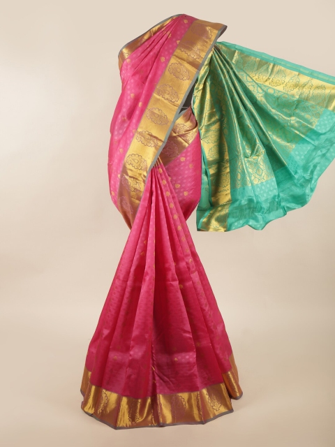 

Pothys Pink & Green Woven Design Pure Silk Saree