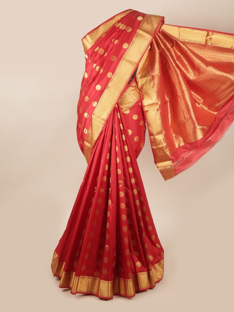 

Pothys Red & Gold-Toned Pure Silk Saree