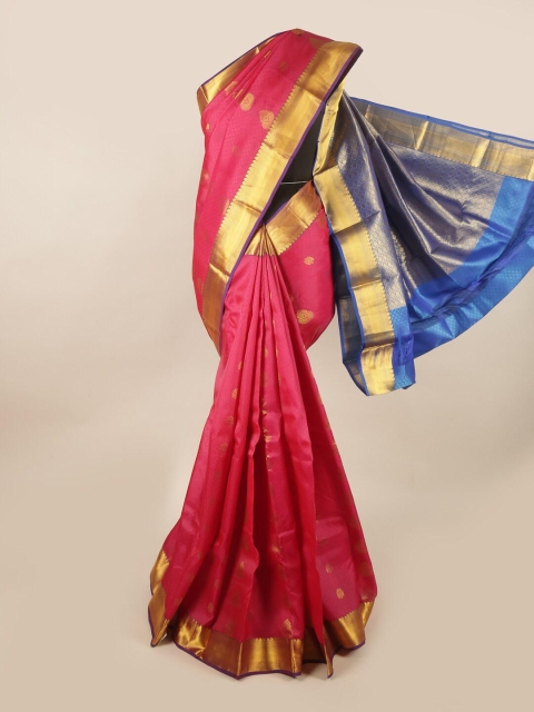 

Pothys Pink & Blue Woven Design Zari Pure Silk Saree
