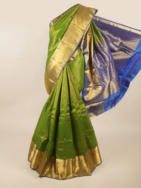 

Pothys Green & Blue Woven Design Zari Pure Silk Saree