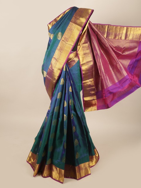 

Pothys Blue & Purple Woven Design Pure Silk Saree