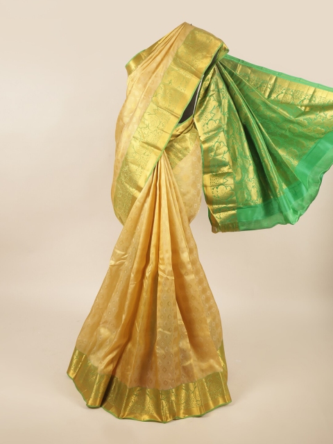 

Pothys Gold & Green Ethnic Motifs Zari Pure Silk Saree