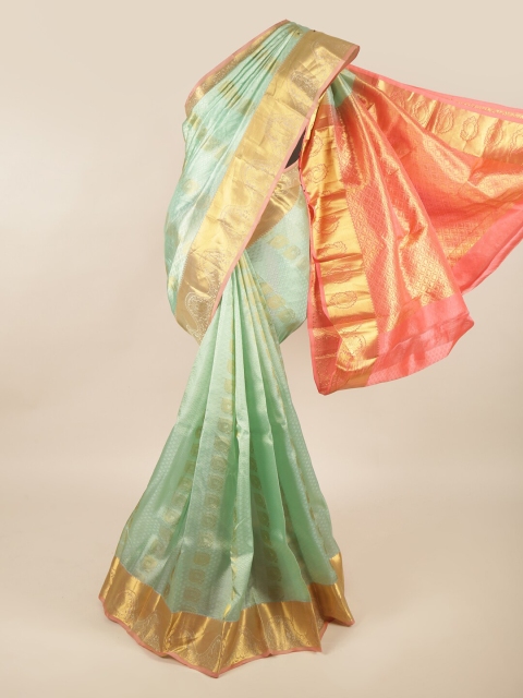 

Pothys Blue & Pink Ethnic Motifs Zari Pure Silk Saree