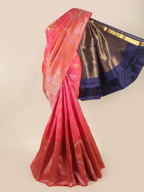 

Pothys Pink & Navy Blue Woven Design Pure Silk Saree