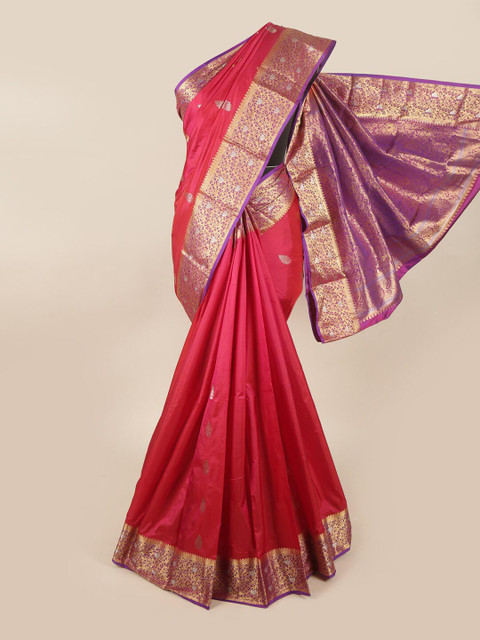 

Pothys Pink & Purple Ethnic Motifs Zari Pure Silk Saree