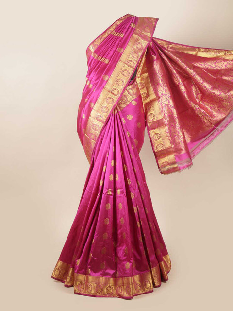 

Pothys Pink & Gold-Toned Woven Design Zari Pure Silk Saree