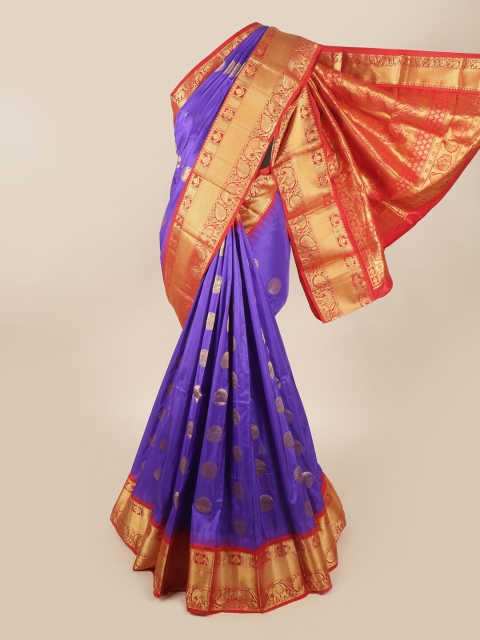 

Pothys Blue & Red Ethnic Motifs Zari Pure Silk Saree