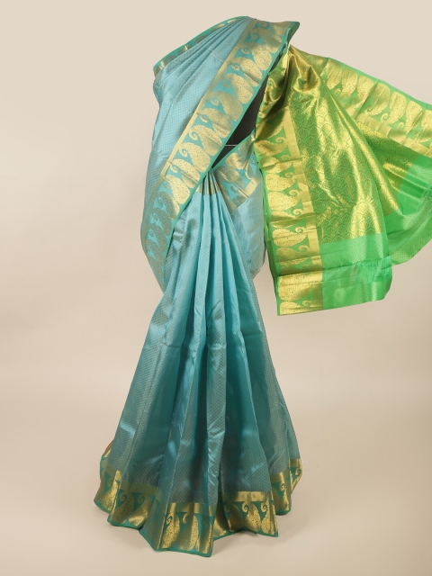 

Pothys Blue & Green Woven Design Pure Silk Saree