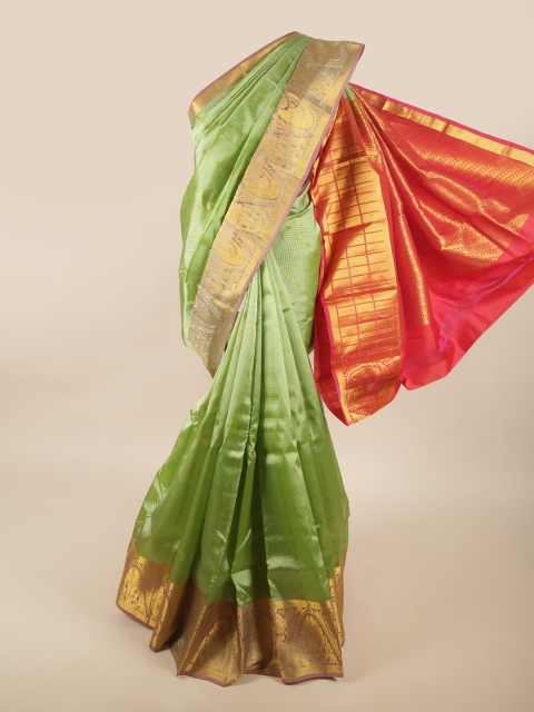 

Pothys Green & Pink Woven Design Zari Pure Silk Saree