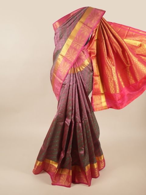

Pothys Pink & Purple Floral Pure Silk Saree