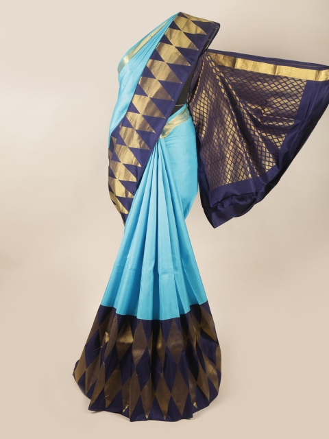 

Pothys Blue & Gold-Toned Pure Silk Saree