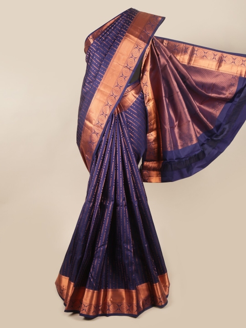 

Pothys Blue & Gold-Toned Woven Design Zari Pure Silk Saree