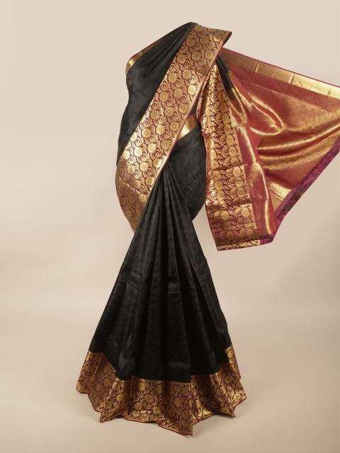 

Pothys Black & Purple Ethnic Motifs Pure Silk Saree