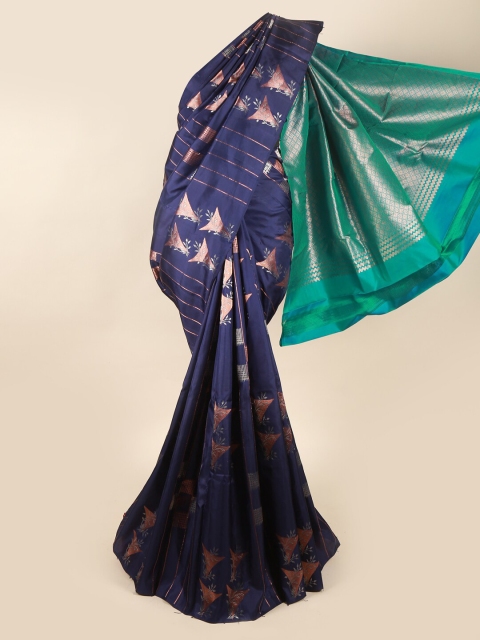 

Pothys Blue & Green Woven Design Pure Silk Saree