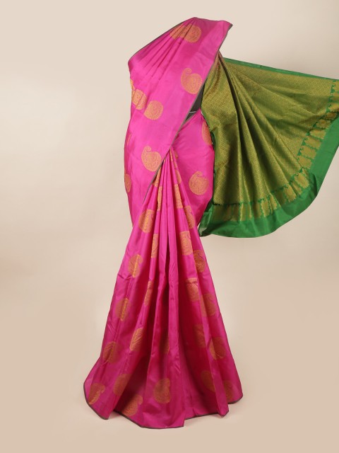 

Pothys Pink & Green Ethnic Motifs Pure Silk Saree