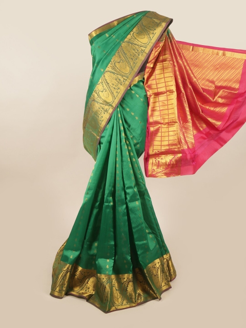 

Pothys Green & Pink Woven Design Pure Silk Saree