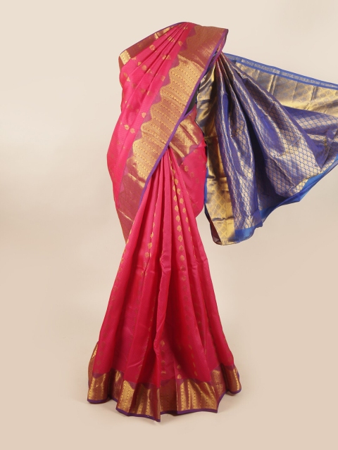 

Pothys Pink & Blue Ethnic Motifs Zari Pure Silk Saree