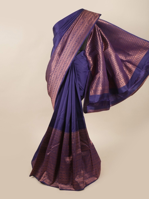 

Pothys Blue & Copper-Toned Woven Design Zari Pure Silk Saree