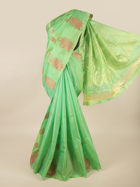 

Pothys Green & Gold-Colored Ethnic Motifs Zari Pure Silk Saree