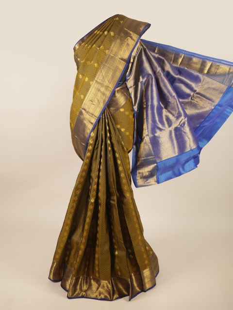 

Pothys Green & Blue Ethnic Motifs Zari Pure Silk Saree