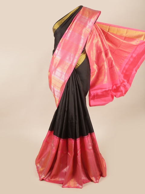 

Pothys Black & Pink Colourblocked Pure Silk Saree
