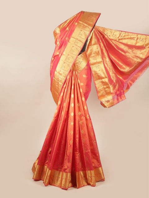 

Pothys Pink & Gold-Toned Ethnic Motifs Zari Pure Silk Saree