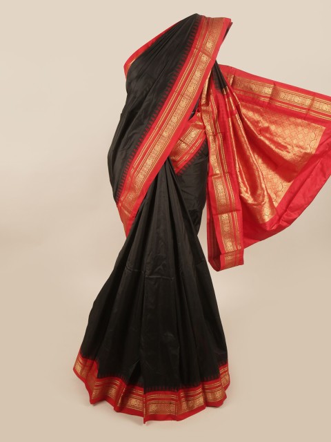 

Pothys Black & Red Woven Design Pure Silk Saree
