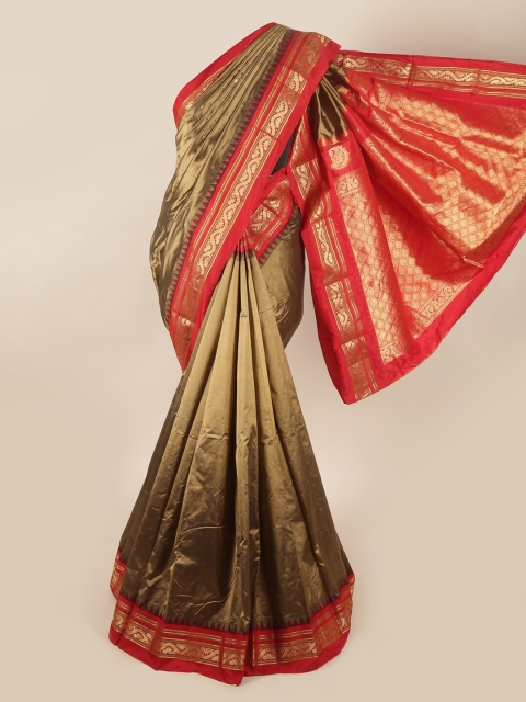 

Pothys Khaki Woven Design Pure Silk Saree