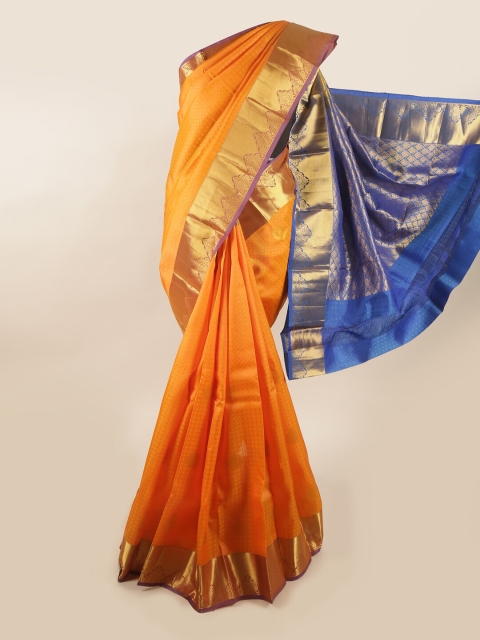 

Pothys Orange & Blue Ethnic Motifs Pure Silk Saree