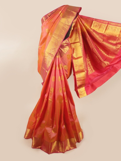 

Pothys Pink & Gold-Toned Ethnic Motifs Zari Pure Silk Saree