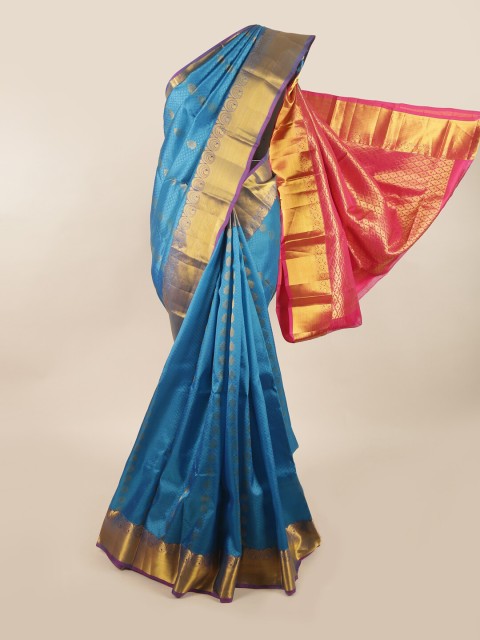 

Pothys Blue & Pink Woven Design Pure Silk Saree