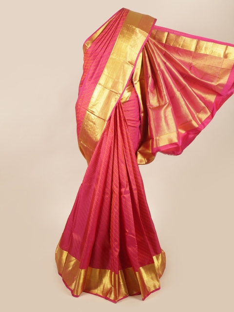 

Pothys Pink & Gold-Toned Woven Design Pure Silk Saree