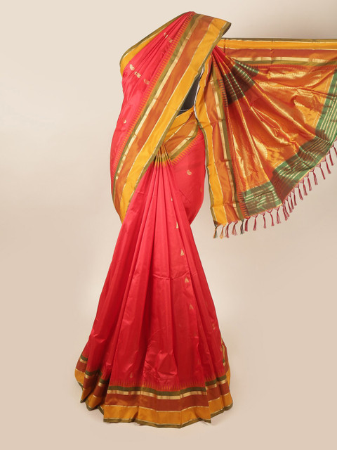 

Pothys Red & Green Woven Design Pure Silk Saree