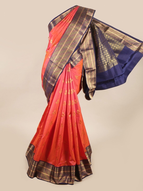 

Pothys Pink & Blue Ethnic Motifs Zari Pure Silk Saree