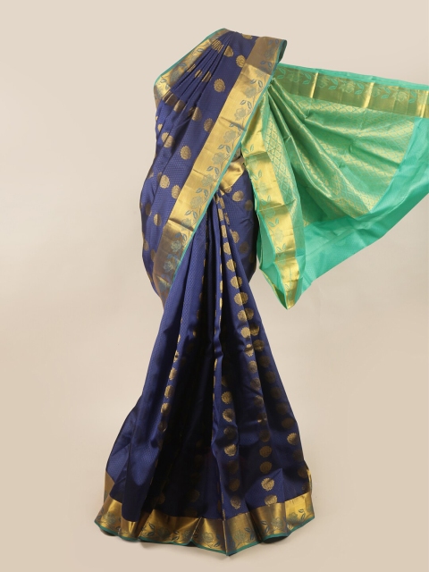 

Pothys Blue & Green Woven Design Pure Silk Saree