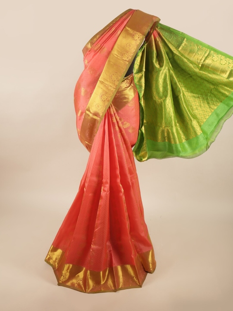 

Pothys Pink & Green Woven Design Pure Silk Saree