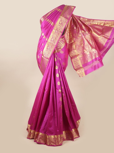 

Pothys Pink & Gold-Toned Ethnic Motifs Zari Pure Silk Saree