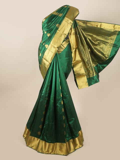 

Pothys Green & Gold-Toned Woven Design Pure Silk Saree