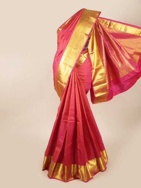 

Pothys Pink & Gold-Toned Woven Design Pure Silk Saree