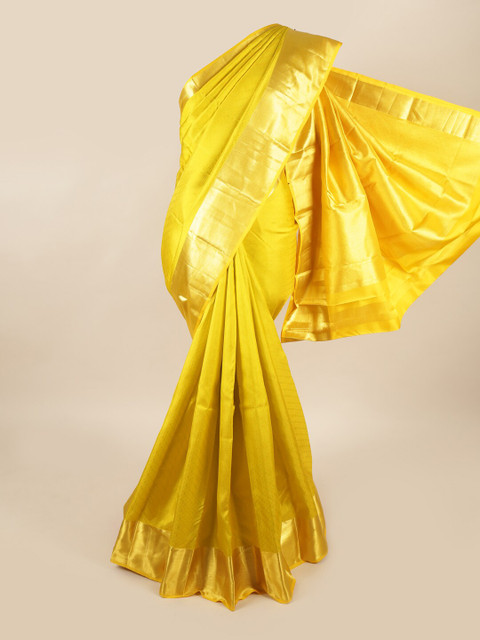 

Pothys Yellow & Gold Woven Design Pure Silk Saree