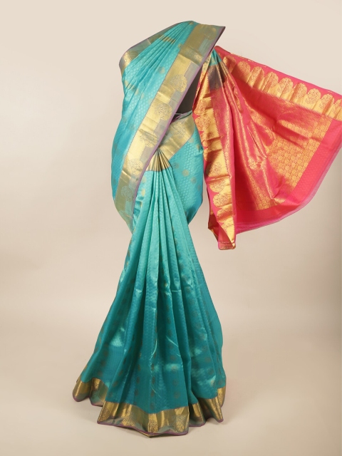 

Pothys Blue & Pink Ethnic Motifs Pure Silk Saree
