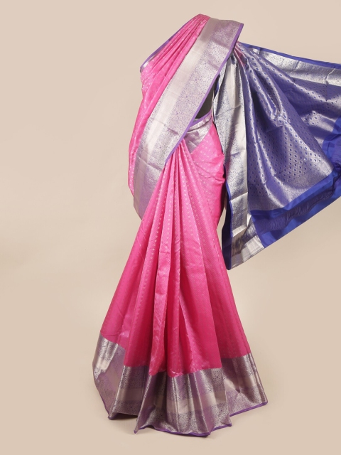 

Pothys Pink & Blue Woven Design Zari Pure Silk Saree