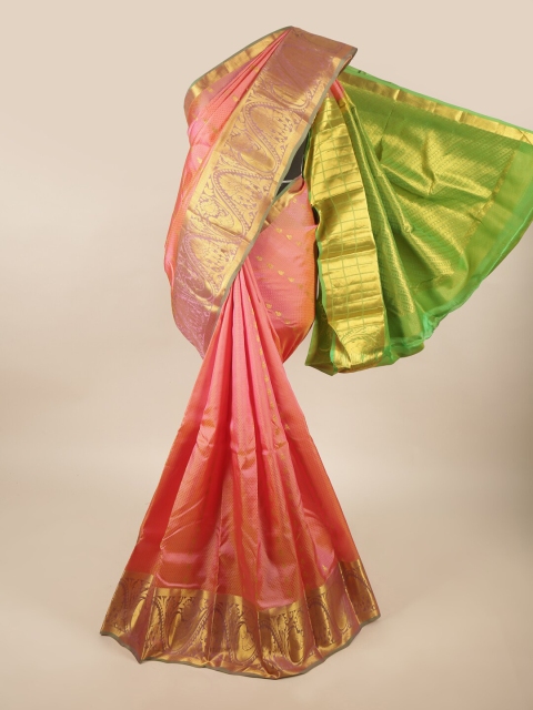 

Pothys Pink & Green Woven Design Pure Silk Saree