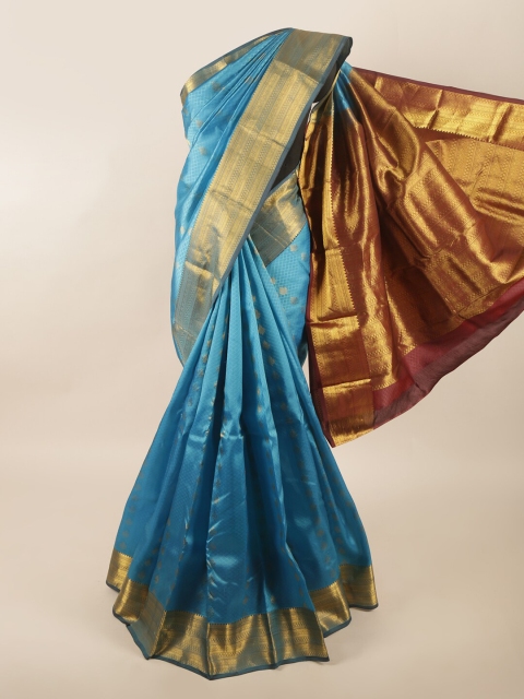 

Pothys Blue & Purple Woven Design Pure Silk Saree